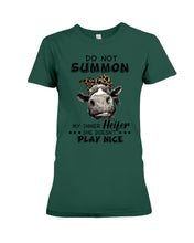 Load image into Gallery viewer, My Inner Heifer Doesn&#39;t Play Nice Funny Quote T-Shirt Ladies Tee