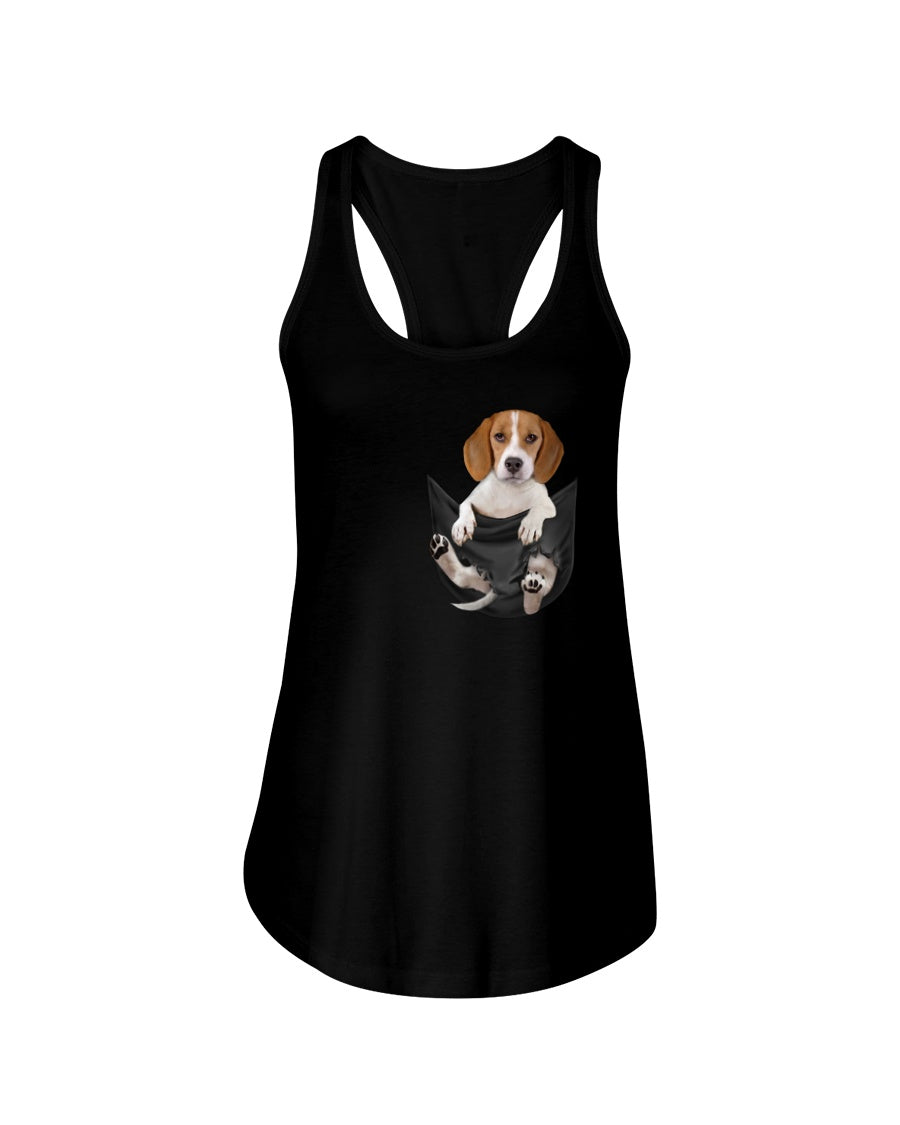 Beagle In The Pocket Funny T-Shirt Ladies Flowy Tank