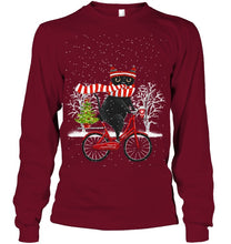 Load image into Gallery viewer, Winter Cat Riding Bicycle Christmas Gift T-Shirt Unisex Long Sleeve
