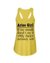 Load image into Gallery viewer, Zodiac- Aries Girl If My Mouth Doesn't Say It Ladies Flowy Tank