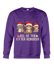 Load image into Gallery viewer, Merry Ottermas All Of The Otter Reindeer Black T-Shirt Sweatshirt