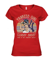 Load image into Gallery viewer, Yankees Girl Classy Sassy Funny Gift T-Shirt Ladies V-Neck