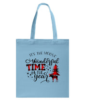 Load image into Gallery viewer, Funny Moose Wonderful Time Christmas Gift For Family Basketweave Tote Bag