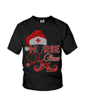 Load image into Gallery viewer, Merry Christmas Nurse Claus Black T-Shirt Youth Tee