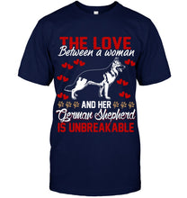 Load image into Gallery viewer, Woman Love German Shepherd Unbreakable Dog Lovers T-Shirt Guys Tee