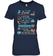 Load image into Gallery viewer, Crocheting Everywhere Black Quote T-Shirt Ladies Tee