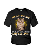 Load image into Gallery viewer, Cat Lovers T-Shirt Not Arguing Just Explaining Youth Tee