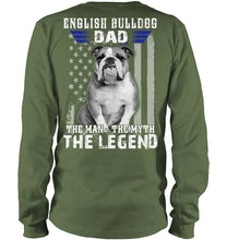 Load image into Gallery viewer, English Bulldog  - The Man - The Myth - The Legend Black T-Shirt Unisex Long Sleeve