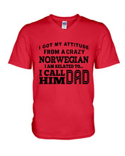 Load image into Gallery viewer, Attitude From Crazy Norwegian Dad Norway Love T-Shirt For Dad Guys V-Neck