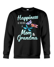 Load image into Gallery viewer, Happiness Is Being A Mom &amp; Grandma Black T-Shirt Sweatshirt