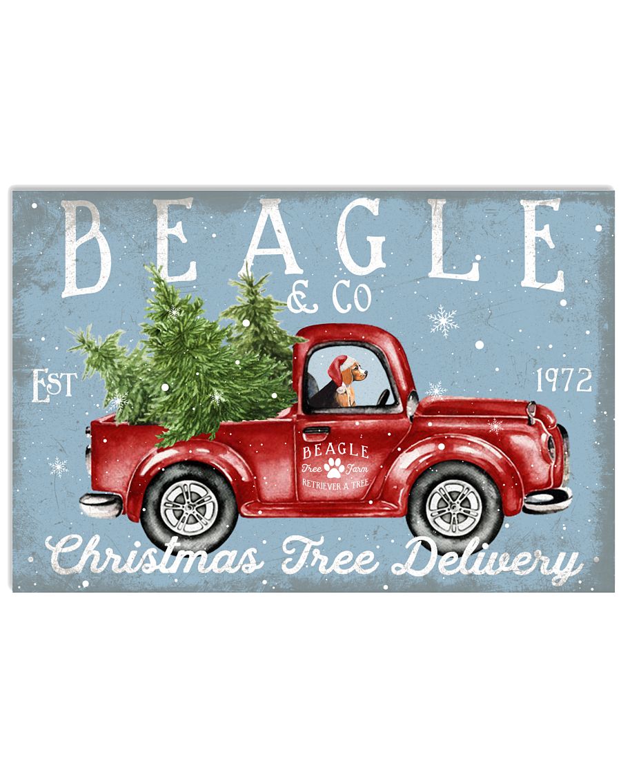 Beagle Dog On Christmas Truck Horizontal Poster