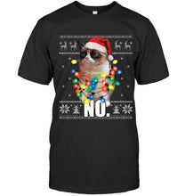 Load image into Gallery viewer, Grumpy Cat Ugly Sweater Christmas Lights Shirt Ladies Tee