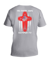 Load image into Gallery viewer, God Country Corps Semper Fi Black T-Shirt Guys V-Neck