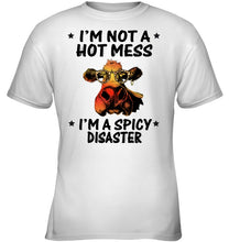 Load image into Gallery viewer, Heifer Not A Hot Mess Spicy Disaster Funny Quote Tee Youth Tee