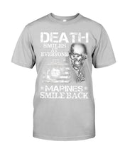 Load image into Gallery viewer, Death Smiles At Every Marines Smile Back Guys Tee