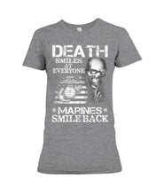 Load image into Gallery viewer, Death Smiles At Every Marines Smile Back Ladies Tee