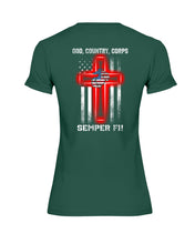 Load image into Gallery viewer, God Country Corps Semper Fi Black T-Shirt Ladies Tee