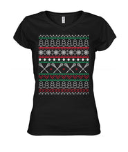 Load image into Gallery viewer, Funny Ugly Christmas Sweater Lacrosse Ladies V-Neck