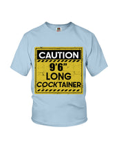 Load image into Gallery viewer, Caution 9&#39;6&#39;&#39; Long Cocktainer Black T-Shirt Youth Tee