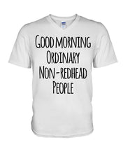 Load image into Gallery viewer, Redhead Good Morning White Mug Guys V-Neck