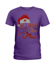 Load image into Gallery viewer, Merry Christmas Nurse Claus Black T-Shirt Ladies Tee