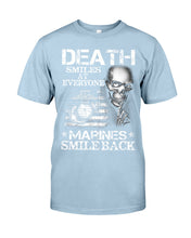 Load image into Gallery viewer, Death Smiles At Every Marines Smile Back Guys Tee