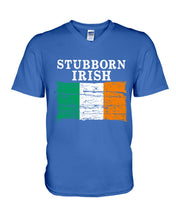 Load image into Gallery viewer, Stubborn Irish Flag Love Ireland Custom T-Shirt Guys V-Neck