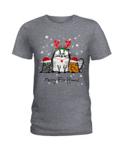 Load image into Gallery viewer, Merry Fluffmas Cute Cats Gift For Cat Lovers Ladies Tee