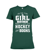 Load image into Gallery viewer, Girl Who Loves Hockey And Books Quote Name T-Shirt Ladies Tee