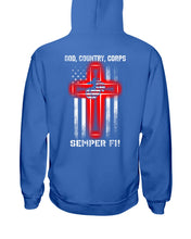 Load image into Gallery viewer, God Country Corps Semper Fi Black T-Shirt Hoodie