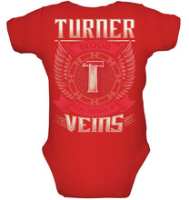 Load image into Gallery viewer, Turner Blood Runs Through Veins Black Quote Name T-Shirt Baby Onesie