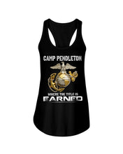 Load image into Gallery viewer, Camp Pendleton Earned Black T-Shirt Ladies Flowy Tank