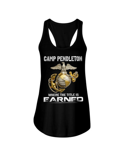 Camp Pendleton Earned Black T-Shirt Ladies Flowy Tank