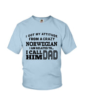 Load image into Gallery viewer, Attitude From Crazy Norwegian Dad Norway Love T-Shirt For Dad Youth Tee