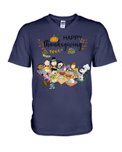 Load image into Gallery viewer, Snoopy Happy Thanksgiving T-Shirt Guys V-Neck