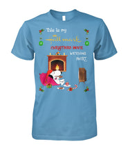 Load image into Gallery viewer, Snoopy Hallmark Christmas Movie Writing Shirt Guys Tee