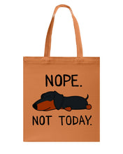 Load image into Gallery viewer, Nope Dachshund Not Today Basketweave Tote Bag