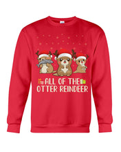 Load image into Gallery viewer, Merry Ottermas All Of The Otter Reindeer Black T-Shirt Sweatshirt