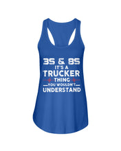 Load image into Gallery viewer, 3S And 8S Trucker Lovers Black T-Shirt Ladies Flowy Tank