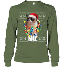 Load image into Gallery viewer, Grumpy Cat Ugly Sweater Christmas Lights Shirt Unisex Long Sleeve