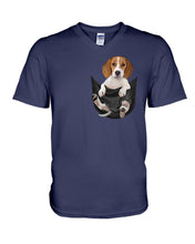 Load image into Gallery viewer, Beagle In The Pocket Funny T-Shirt Guys V-Neck