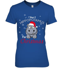 Load image into Gallery viewer, I Want A Hippopotamus For Christmas Shirt Ladies Tee