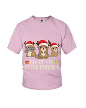 Load image into Gallery viewer, Merry Ottermas All Of The Otter Reindeer Black T-Shirt Youth Tee