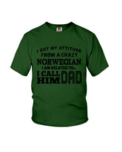 Load image into Gallery viewer, Attitude From Crazy Norwegian Dad Norway Love T-Shirt For Dad Youth Tee