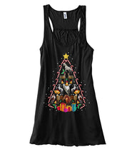 Load image into Gallery viewer, Horse Tree Christmas Candy Cane Ladies Flowy Tank