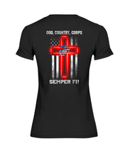 Load image into Gallery viewer, God Country Corps Semper Fi Black T-Shirt Ladies Tee