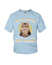 Load image into Gallery viewer, Cat Lovers T-Shirt Not Arguing Just Explaining Youth Tee