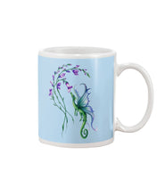 Load image into Gallery viewer, Dragon With Butterfly Wings Dragon Flowers Mug