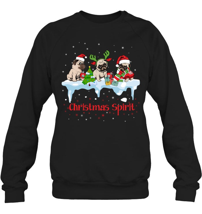 Pug Christmas Gift Black T-Shirt Sweatshirt