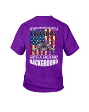 Load image into Gallery viewer, Never Underestimate A Grandpa Black T-Shirt Youth Tee